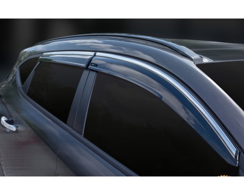 Ветровики с хромом (4 шт, Sunplex Chrome) для Hyundai Tucson TL 2016-2021 - 80670-11