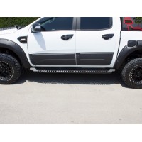 Бічні пороги Dakar Чорні V1 без підсвічування (2 шт, метал) для Isuzu D-Max 2011-2019