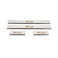 Kia Rio 2005-2011 Накладки на пороги Carmos (4 шт, нерж.)