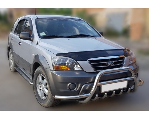 Кенгурятник з вусами WT003 (нерж.) для Kia Sorento 2002-2009