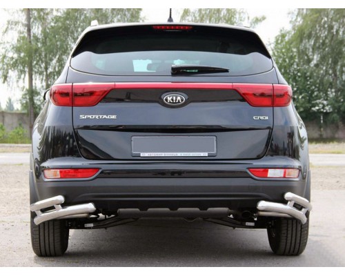Задній захист куточки подвійні AK003-double (нерж) для Kia Sportage 2015-2021