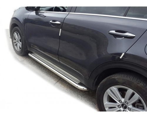 Бічні підніжки KB001 (2 шт, нерж) 60 мм для Kia Sportage 2015-2021