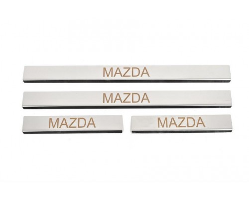 Накладка на пороги Carmos (4 шт, нерж) V-3 для Mazda 2 2007-2014 гг
