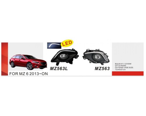 Противотуманки 2013-2015 (2 шт, галогенные) для Mazda 6 2012-2018