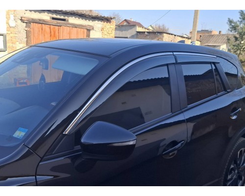 Ветровики с хромом Niken Luxury (4 шт) для Mazda CX-5 2012-2017 гг