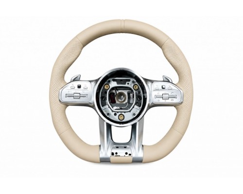 Руль AMG 2018-Style (бежевый, 3pin) для Mercedes A-class W176 2012-2018 гг