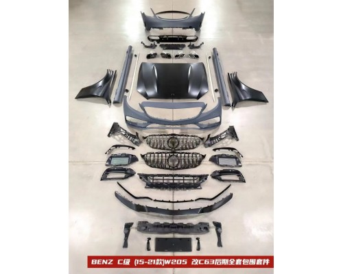 Комплект обвесов с капотом и крыльями (дизайн C63 AMG). для Mercedes C-сlass W205 2014-2021 гг
