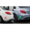 Задний диффузор с насадками (Дизайн С63) для Mercedes C-сlass W205 2014-2021 гг