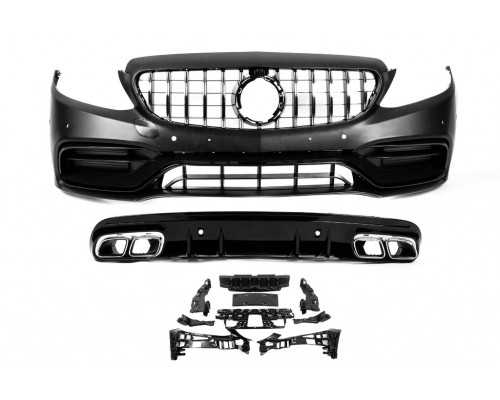 Комплект обвесов с диффузором V2 (дизайн C63 AMG) для Mercedes C-сlass W205 2014-2021 гг