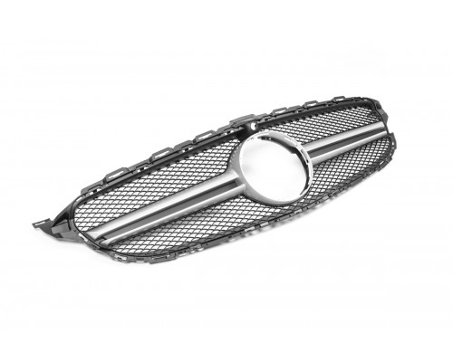 Передняя решетка AMG Silver 2018-2022, без камеры для Mercedes C-сlass W205 2014-2021