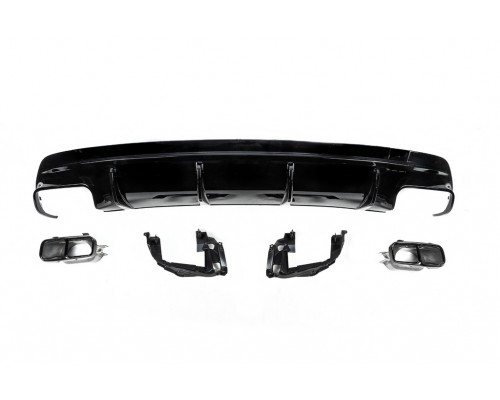 Задний диффузор Black (дизайн CLA45 с насадками) для Mercedes CLA C117 2013-2019 гг