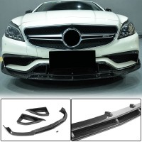 Накладка на передний бампер Lip V1 (для CLS63 AMG SD 2015-2018, Карбон) для Mercedes CLS C218