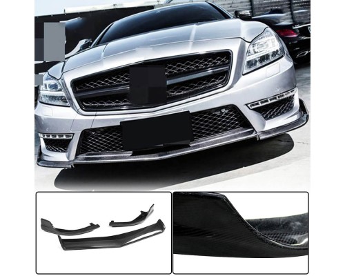 Накладка на передний бампер Lip V1 (для CLS63 AMG SD 2011-2014, Карбон) для Mercedes CLS C218