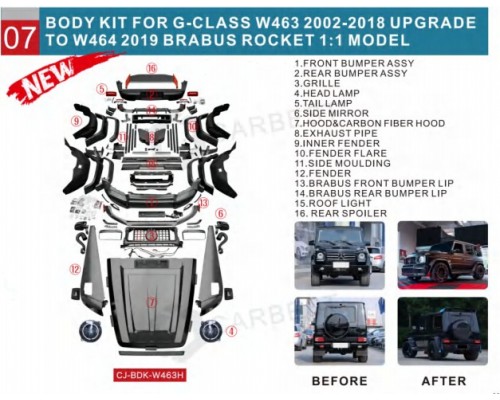 Комплект рестайлинга на G900 Roket для Mercedes G сlass W463 1990-2018 гг