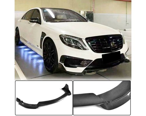 Накладка на передний бампер Lip (для S63 AMG 2014-2017, Карбон) для Mercedes S-class W222