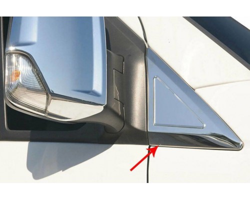 Накладка возле зеркал (2 шт, нерж) OmsaLine - Итальянская нержавейка для Mercedes Sprinter 2006-2018 - 48660-11