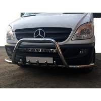 Кенгурятник с усами WT003-Plus (нерж.) для Mercedes Sprinter 2006-2018