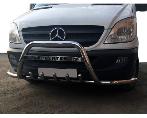 Кенгурятник з вусами WT003-Plus (нерж.) для Mercedes Sprinter 2006-2018