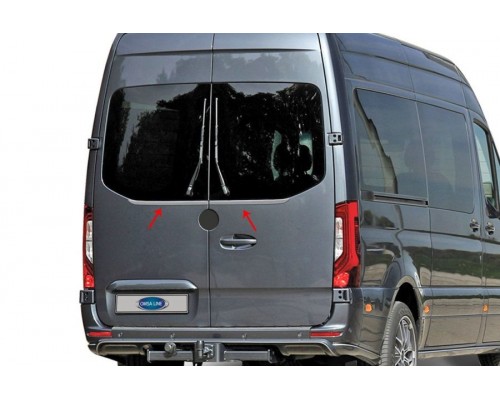 Кромка заднего стекла (2 шт, нерж) Carmos - Турецкая сталь для Mercedes Sprinter W907/W910 2018- гг