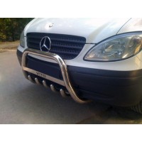 Кенгурятник WT003/004 (нерж.) 60мм, з написом для Mercedes Viano 2004-2015