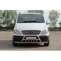 Mercedes Viano 2004-2015 Кенгурятник WT004-Plus з вусами (нерж.)