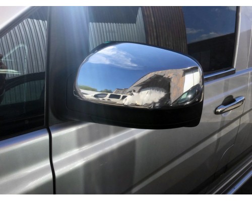 Накладки на зеркала VITO 2010-2014 (2 шт) OmsaLine - Хромированный пластик для Mercedes Viano 2004-2015 - 52809-11