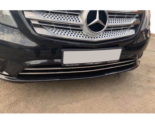 Накладки на ґрати бампера (2 шт, нерж) Vito вантажний (чорний хром) для Mercedes Vito / V W447 2014+ - 61170-11