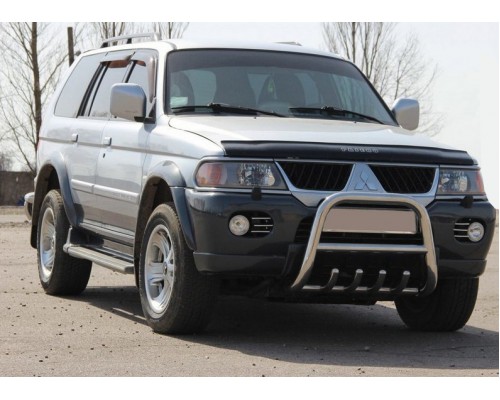 Кенгурятник QT006 (нерж) для Mitsubishi Pajero Sport 1996-2007