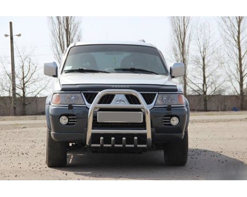 Кенгурятник QT007 (нерж) для Mitsubishi Pajero Sport 1996-2007