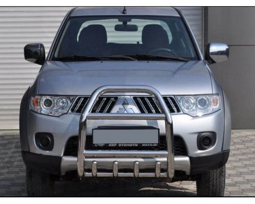Передній захист QT007 (нерж.) для Mitsubishi Pajero Sport 2008-2015