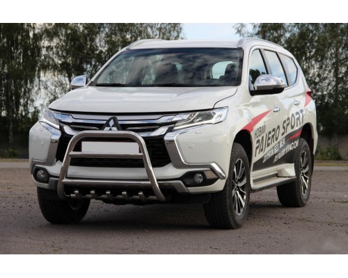 Кенгурятник WT008 (нерж) для Mitsubishi Pajero Sport 2015+