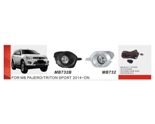 Противотуманки 2015-2019 (2 шт, галоген) для Mitsubishi Pajero Sport 2015↗ гг.