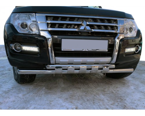 Передній захист ST015 (нерж.) для Mitsubishi Pajero Wagon IV