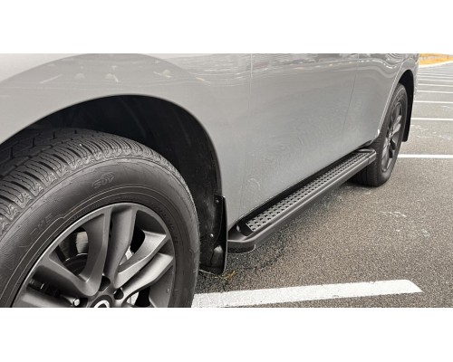 Боковые пороги Vision New Grey (2 шт., алюминий) для Nissan Patrol Y62 2010↗ гг.