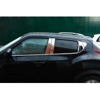 Молдинг дверних стояків (8 шт, нерж) для Nissan Juke 2010-2019