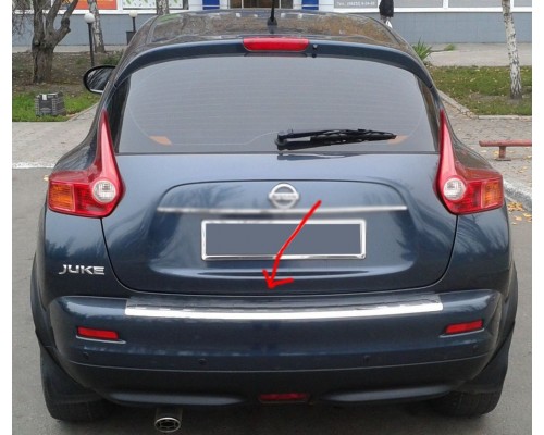 Накладка на задний бампер ГЛЯНЕЦ OmsaLine (нерж) для Nissan Juke 2010-2019 - 49796-11