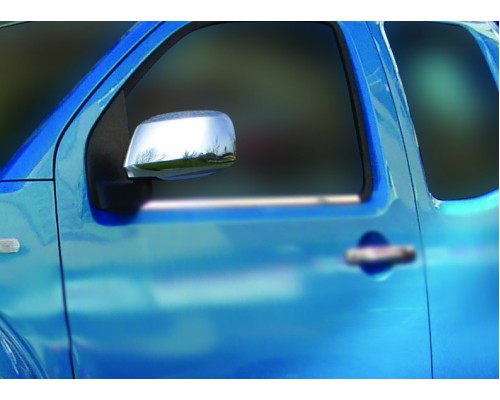 Накладки на дзеркала (2 шт, нерж.) Без повторювача повороту для Nissan Navara 2006-2015 - 53840-11