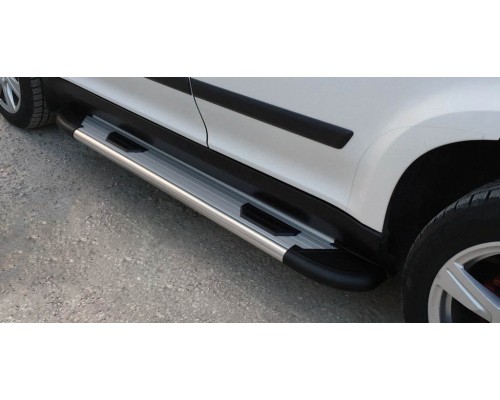 Боковые пороги Bosphorus grey OLD (2 шт., алюминий) для Nissan Navara 2006-2015 - 64259-11