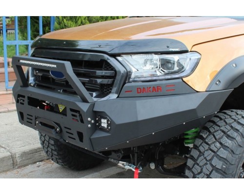 Передній бампер Dakar Чорний, без сенсора, з LED баром для Nissan Navara/NP300 2016+