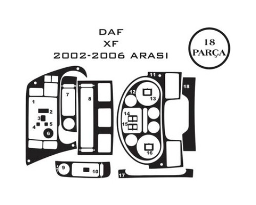 Накладки на панель (под дерево) для DAF XF95 2002-2006 - 76749-11
