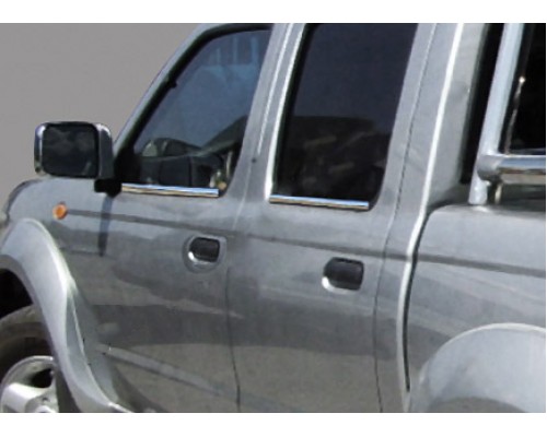 Наружняя окантовка стекол (4 шт, нерж.) OmsaLine - Итальянская нержавейка для Nissan NP300 1999-2015 - 61516-11
