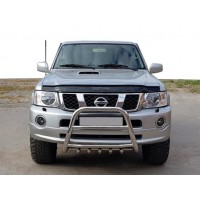 Кенгурятник QT007 (нерж) для Nissan Patrol Y61 1997-2011