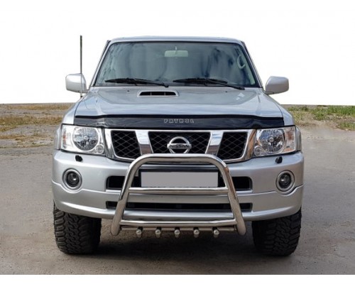 Кенгурятник QT007 (нерж) для Nissan Patrol Y61 1997-2011