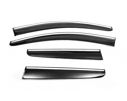 Вітровики з хромом (4 шт, Sunplex Chrome) для Nissan Qashqai 2007-2010 - 80672-11