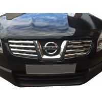 Nissan Qashqai 2007-2010 Накладки на решітку радіатора (8 шт, нерж.) Carmos - Турецька сталь