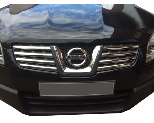 Nissan Qashqai 2007-2010 Накладки на решетку радиатора (8 шт, нерж.) Carmos - Турецкая сталь - 65638-11