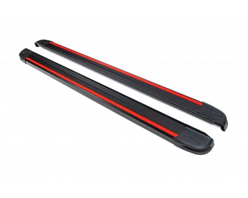 Боковые пороги Maya Red-Black (2 шт., алюминий) для Nissan Qashqai 2007-2010 - 61749-11