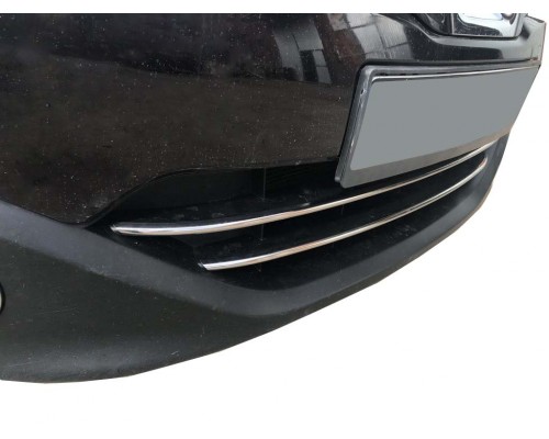 Полоски на нижнюю решетку (2 шт, нерж) для Nissan Qashqai 2010-2014 - 65649-11