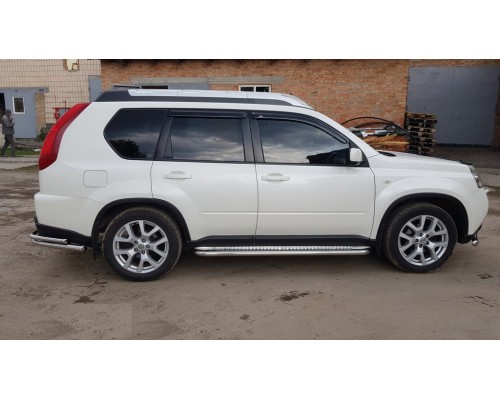 Бічні пороги Premium (2 шт., нерж.) Ø60 для Nissan X-trail T31 2007-2014