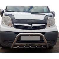 Кенгурятник WT003-4 (нерж.) З написом для Opel Vivaro 2001-2015